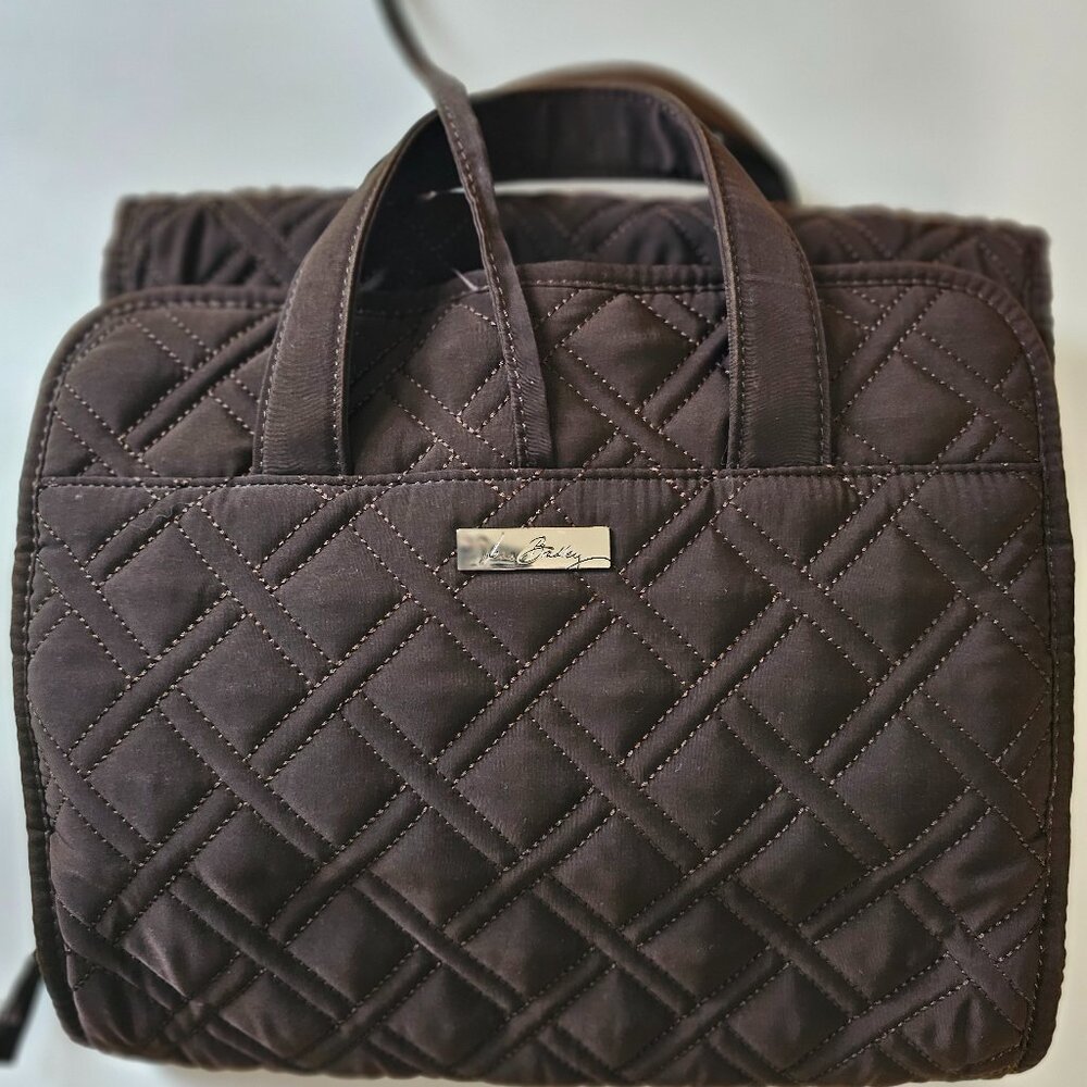 Vera Bradley Brown Cloth Hanging Travel Organizer Toiletries Cosmetic Bag